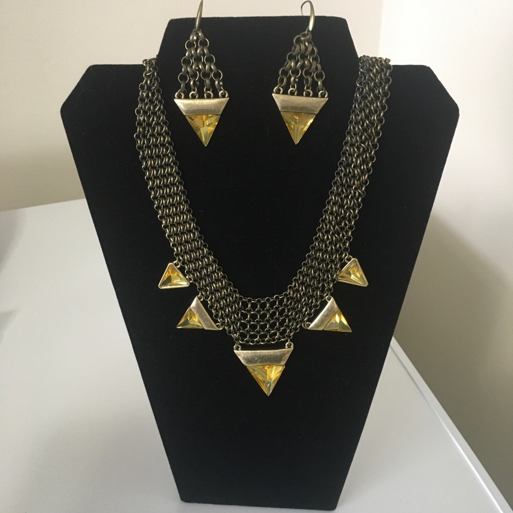 Jenny Bird Gold and Silver Triangle Necklace Set